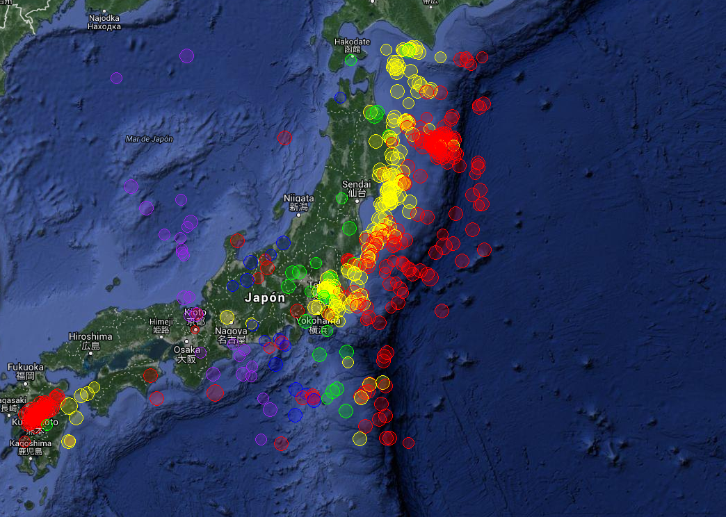 Japon lurrikara mapa